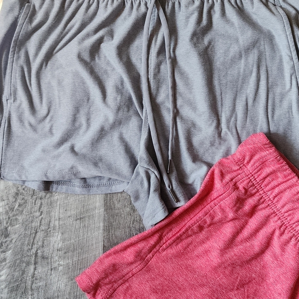 Women's Athletic Shorts Set - Gray and Pink - Picture 3 of 7